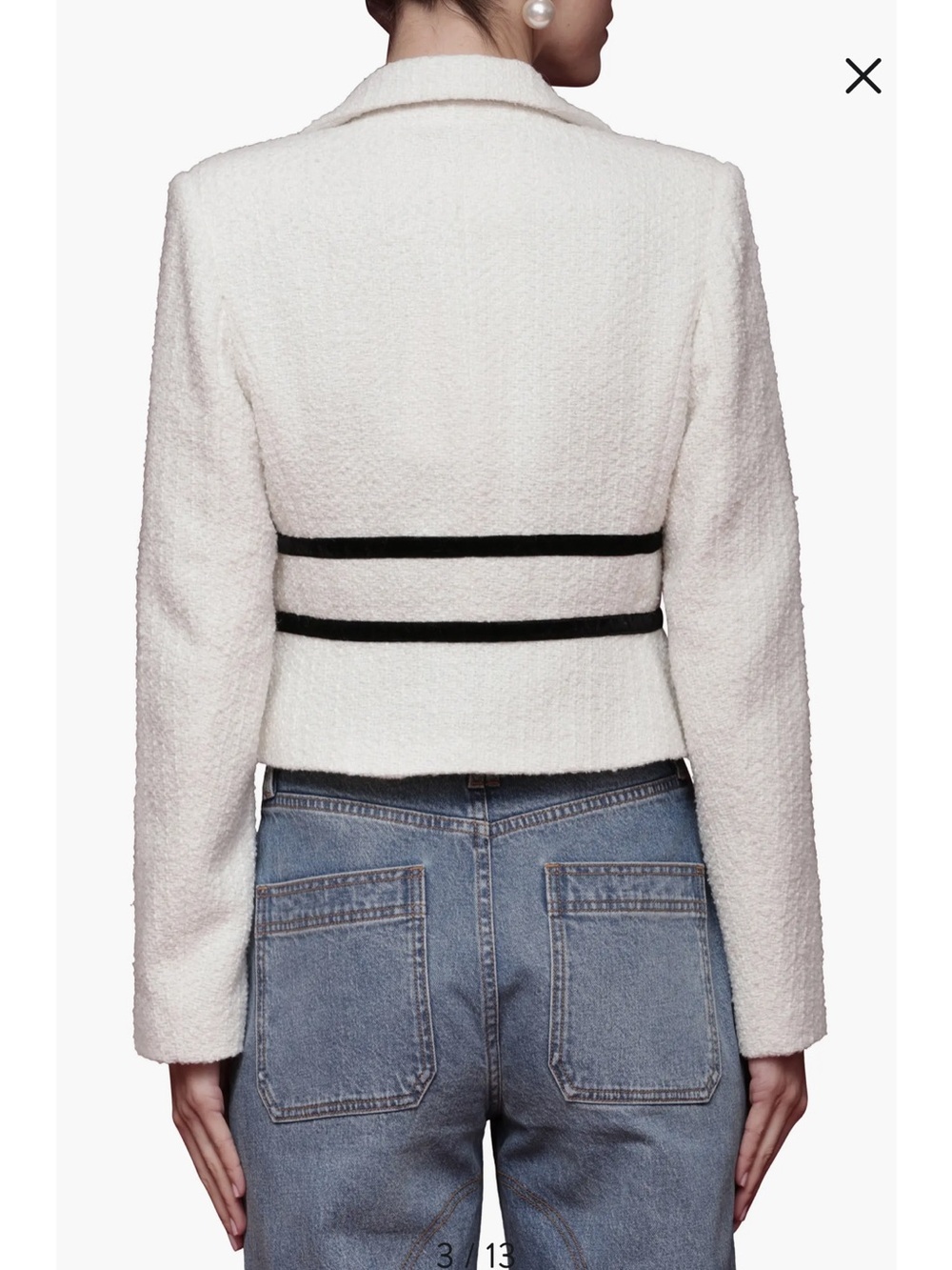 Avec Les Filles Bow Tweed Crop Jacket Minimalist Modern Sleek XL business casual - Picture 5 of 15